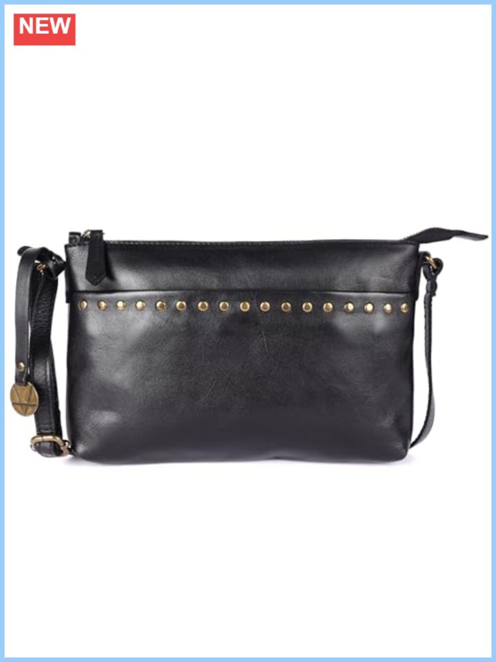 Genuine Italian Leather Boho Studded Crossbody Bag